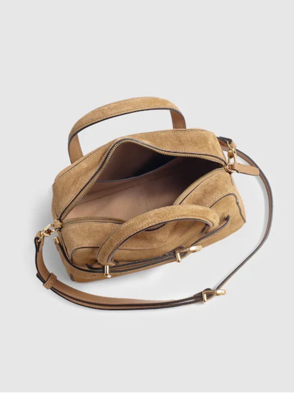 Madewell Mini Crossbody Bag Desert Suede Leather Belted Satchel - Picture 2 of 11